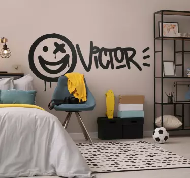 Smiley navn: Smil cool sticker - TenStickers