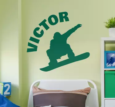 Snowboard silhuet hjemmemur klistermærke - TenStickers