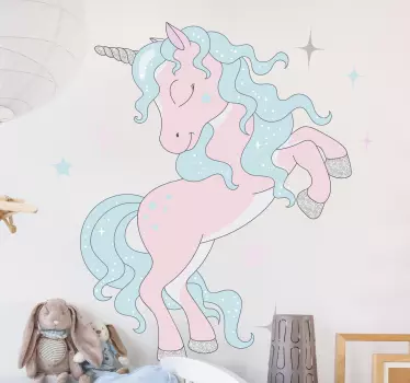 Drømmende enhjørning glitrende klistermærke til børn - TenStickers