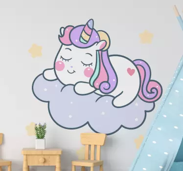 Søde enhjørning på sky wallsticker - TenStickers