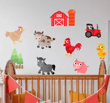 Wallstickers til børn - Søde bondegårdsdyr - TenStickers