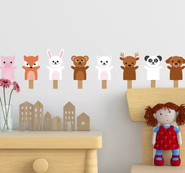 Søde dyr cuddle legetøj væg grænsemærkat - TenStickers