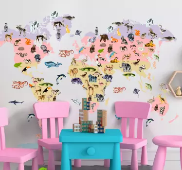 Søde farverige dyr og planter kort wallsticker - TenStickers