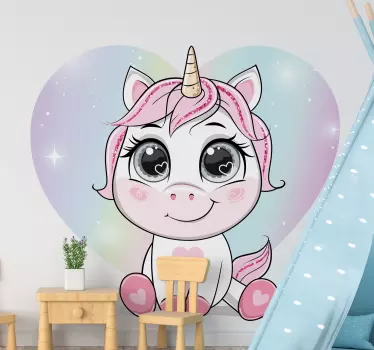 Enhjørning elsker hjerter wallsticker - TenStickers