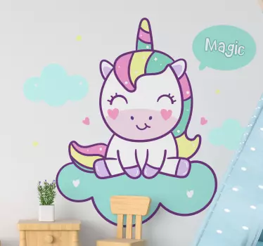 Magisk enhjørning på sky wallsticker - TenStickers