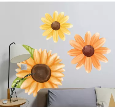 Sol blomst blandet væg indretning - TenStickers
