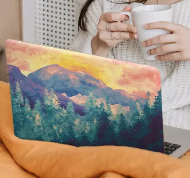 Solnedgang i bjergene bærbare klistermærker - TenStickers
