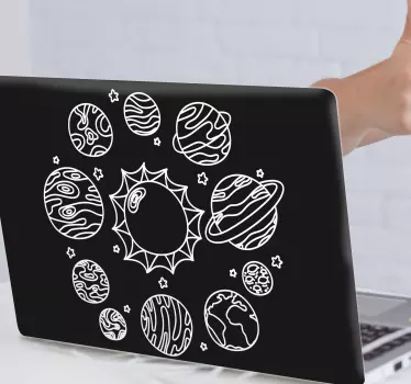 Solsystem doodle bærbare klistermærker - TenStickers
