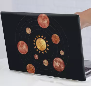 Solsystem orange akvarel laptop mærkat - TenStickers