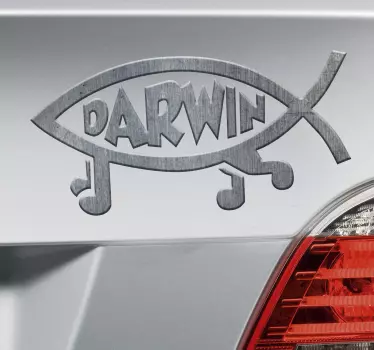 Sølv fisk med navn sticker til bil - TenStickers