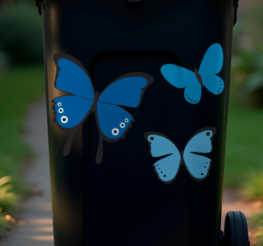 Sort og blå butterfly wing container klistermærker - TenStickers