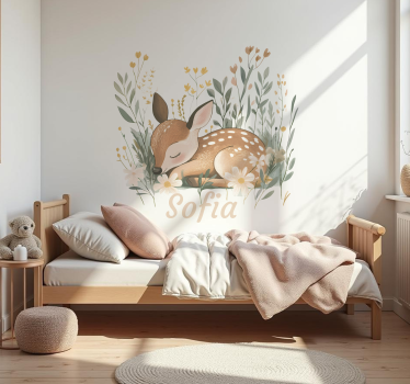 Sovende rådyr med navn wallsticker - TenStickers
