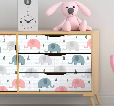 Spædbarn elefanter møbler mærkat - TenStickers