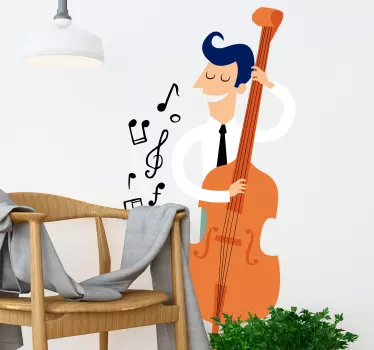 Spiller kontrabas klassisk musik klistermærke - TenStickers