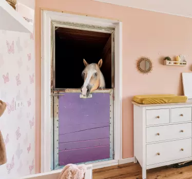 Stabil hest wallsticker til dør - TenStickers