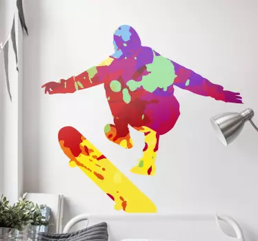 Stænk farve farverig skater vinyl væg kunst - TenStickers