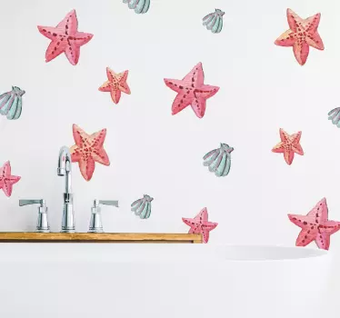 Starfish og skaller vægklistermærke - TenStickers