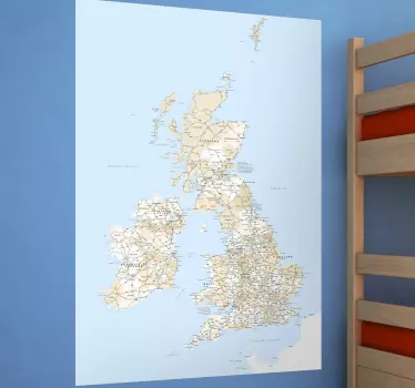 Storbritannien kort vægoverføringsbillede - TenStickers