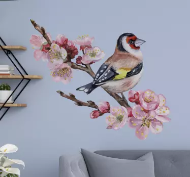 Store blomster med fugle fugl klistermærke - TenStickers