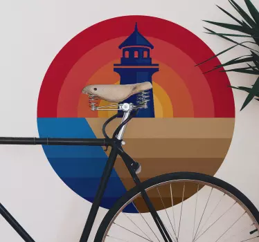 Strand og fyrtårn silhuet mærkat - TenStickers
