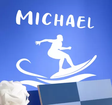 Surfer med navnemærkat - TenStickers