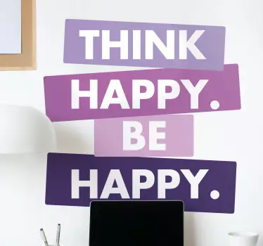 Tænk glad lilla tekst inspirerende citat klistermærker - TenStickers