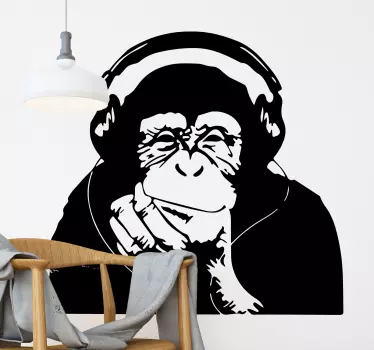Tænkende abe banksy vinyl kunst - TenStickers