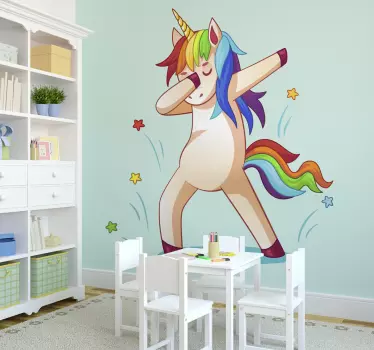 Dabbing enhjørning wallsticker - TenStickers