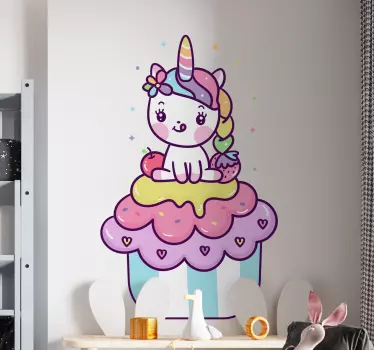 Enhjørning på cupcake wallsticker - TenStickers