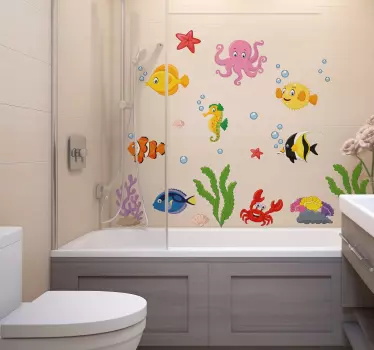 Tegneserie fisk badeværelse wallsticker - TenStickers