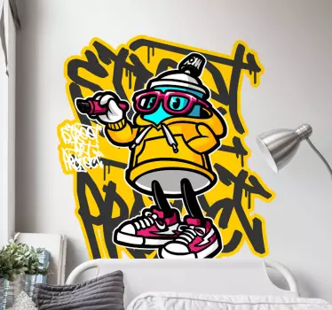 Tegneserie street art graffiti tekst vægoverføringsbillede - TenStickers