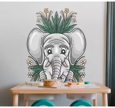Tegning af en grå elefant klistermærke for vilde dyr - TenStickers
