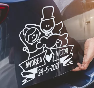 Tegninger kærester med navn bryllup vinyl mærkat - TenStickers