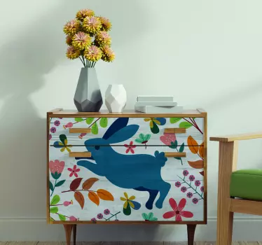 Tenango kaniner og blomstermøbler mærkat - TenStickers