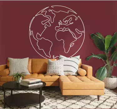 Terrestriske globuslinjer wall stickers verdenskort - TenStickers