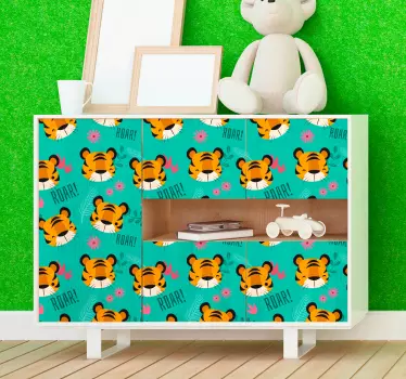Tigre hoveder møbel klistermærke - TenStickers