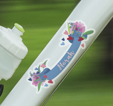 Blomster med navn klistermærke til cykel - TenStickers