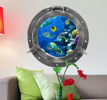 Tilpasses ubåd porthole ocean wall sticker - TenStickers