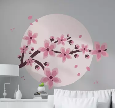 Træ med lyserøde detaljer blomstermærkat - TenStickers