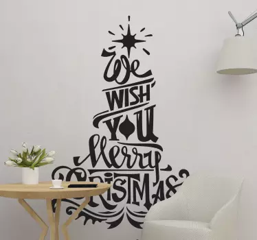 Træ med ord jul klistermærke - TenStickers