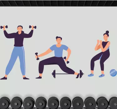 Træning mennesker illustration væg indretning - TenStickers