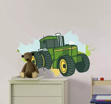 Traktor 3d, john deere, illustration, kunst på muren - TenStickers