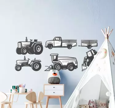 Traktor tegningspakke legetøjsmærkat - TenStickers