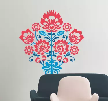 Tri-farve blomster klistermærke - TenStickers