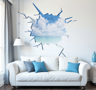 Trompe l'oeil hav og strand visuelle effekter væg klistermærke - TenStickers