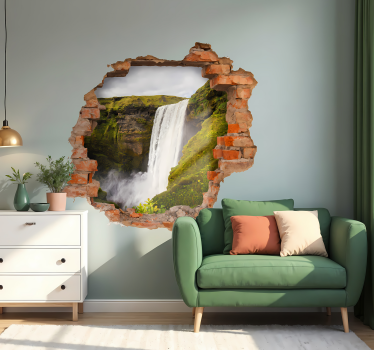Trompe l'oeil vandfald visuelle effekter vægoverføringsbillede - TenStickers