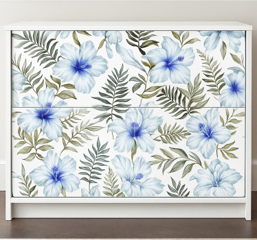 Tropisk blå hibiskus folie til møbler - TenStickers