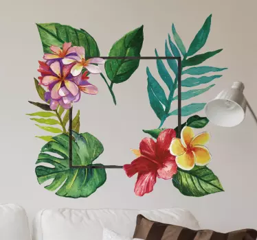 Tropisk ramme blomster mærkat - TenStickers