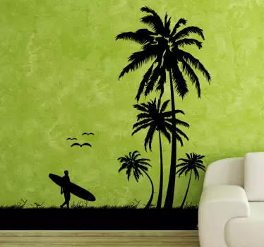 Tropisk strand Silhouette sticker - TenStickers