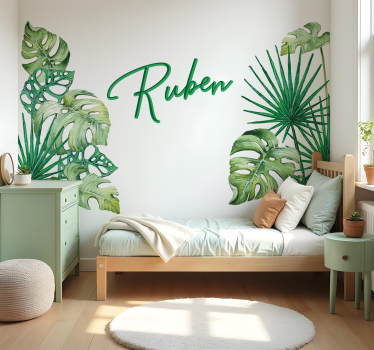 Tropiske store blade wallsticker - TenStickers